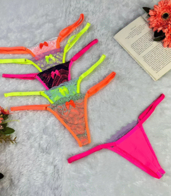 Calcinha Fio Dental Neon Rendada